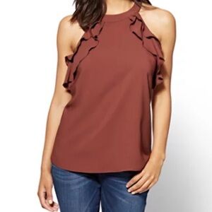 NY&C Ruffled Halter Blouse from Soho Collection (Size: S) - NWOT
